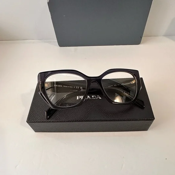 💯- New- Authentic Prada PR18WV 08Q101 Eyeglasses Dark Blue Crystal Cat E…